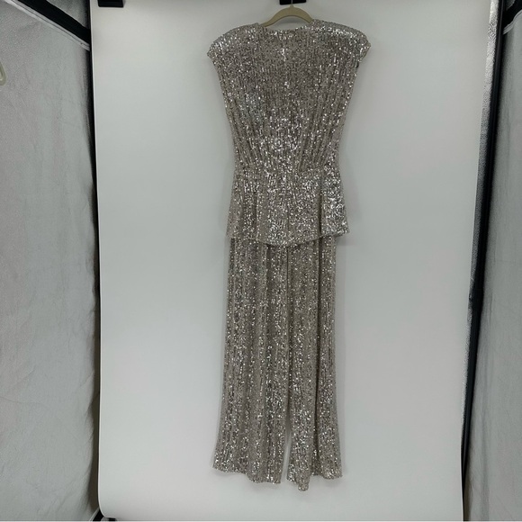 NEW Jay Godfrey Susie Sequin Jumpsuit size 6 Silver - Picture 7 of 7